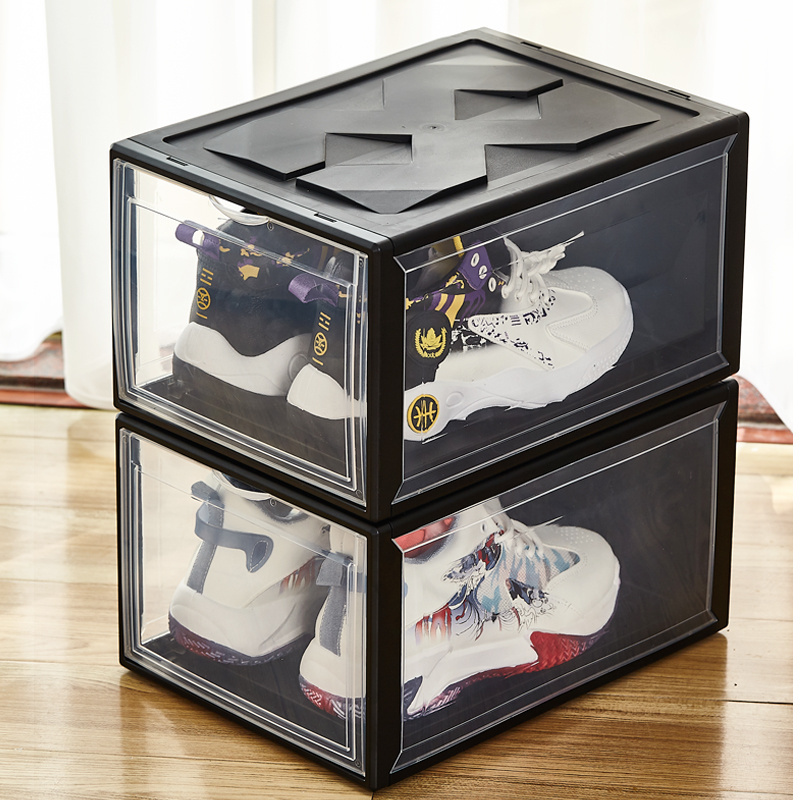 Professional Organizing Solution Transparent Plastic Shoe Box Durable Dustproof Stackable Sneaker Display Case