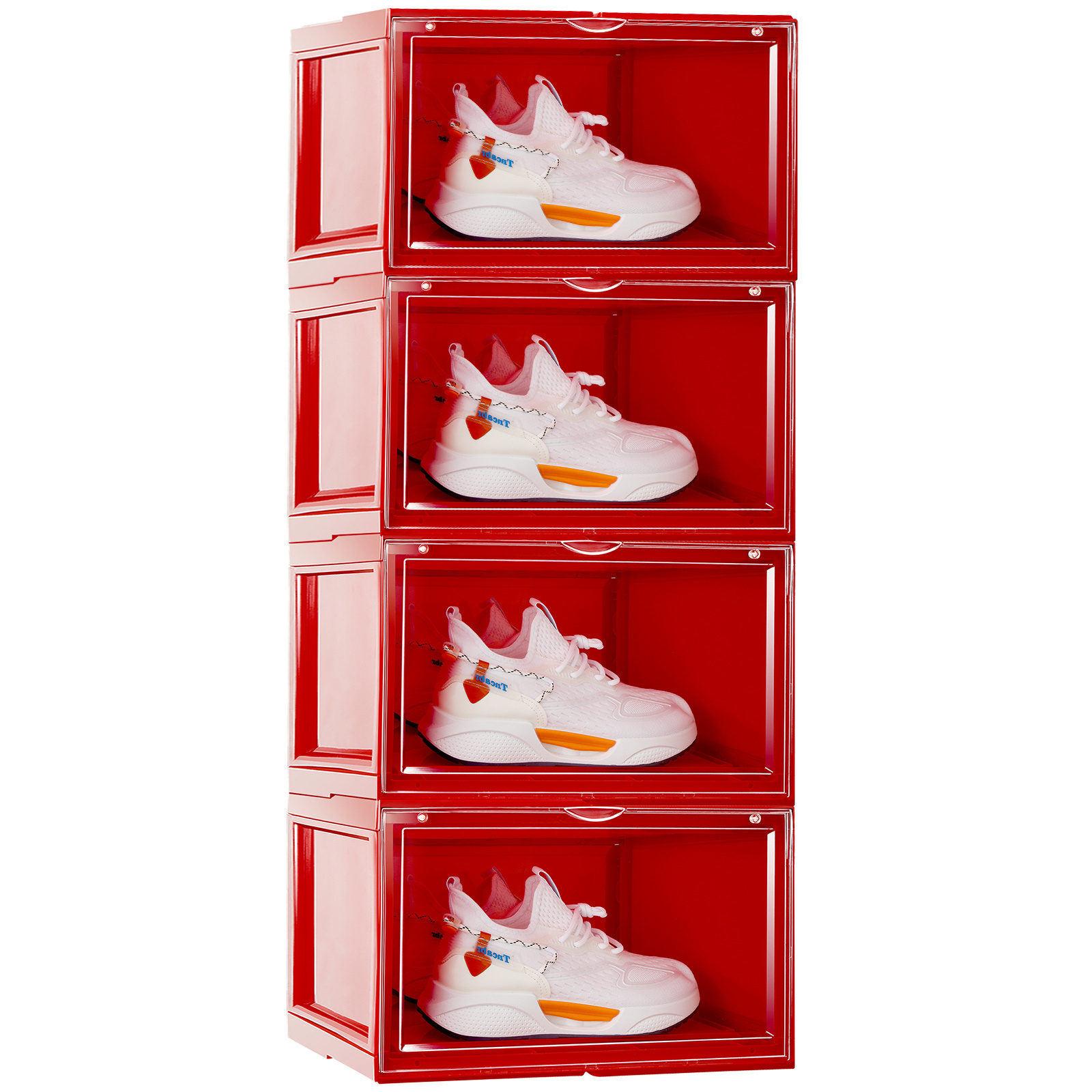 New Arrival Beverage Shoe Box Storage Rotate PP Shoe Non-Woven Fabric Mountable Shoe Box Plastic Rack Stackable Box