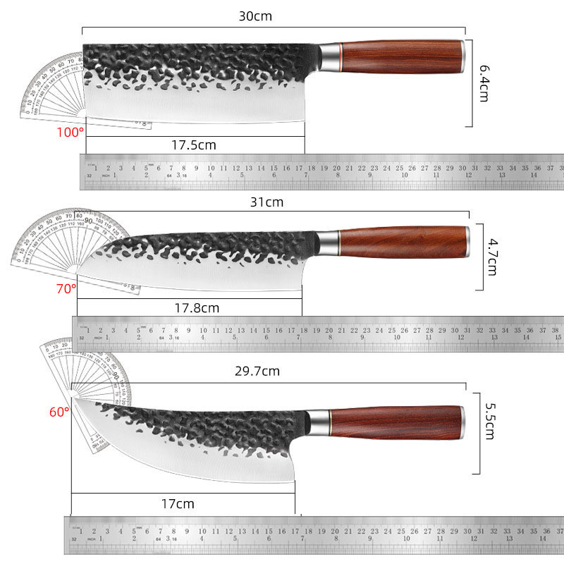 Handmade Forged High Carbon Steel Kitchen chef cleaver Knife Japanese Knives Set With Wood Handle