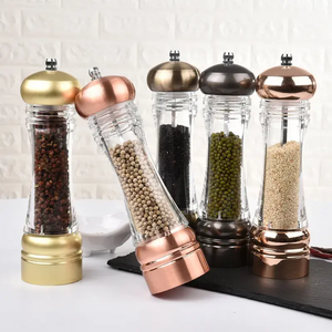 Classic Copper Plated Pepper Grinder Himalayan Pink Salt Mill Stainless Steel Salt and Pepper Grinder Set Acrylic pepper mill