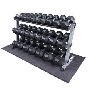 Heavy Duty Rubber coated Dumbbell set with rack 5LB-70LB