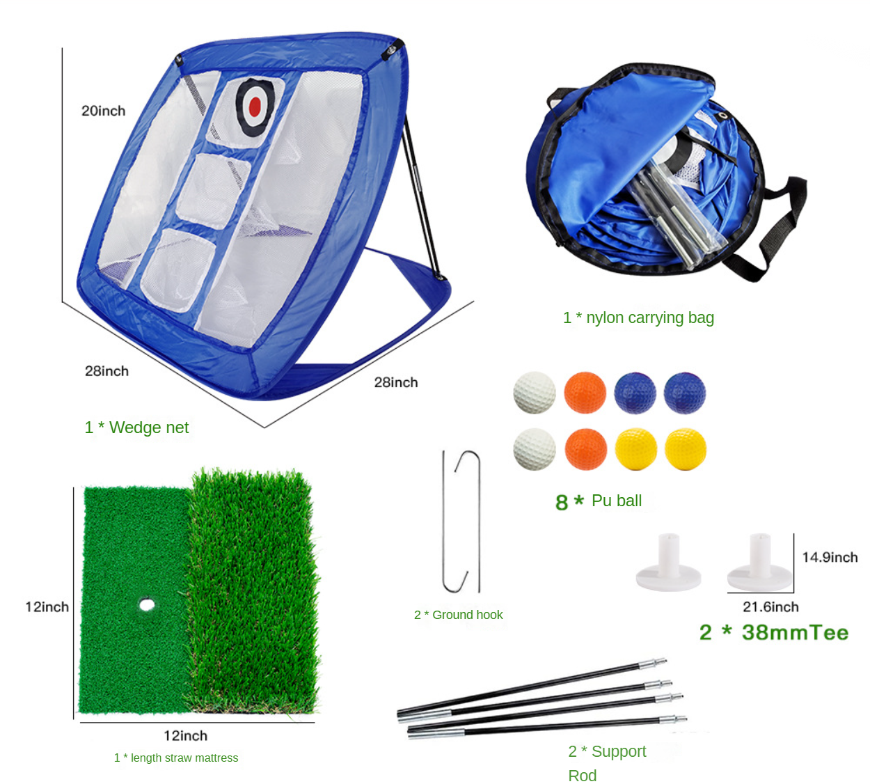 Hot Sale Foldable Outdoor Portable Golf Chipping Net Practice Kit Including Mats and Golf Swing Practice