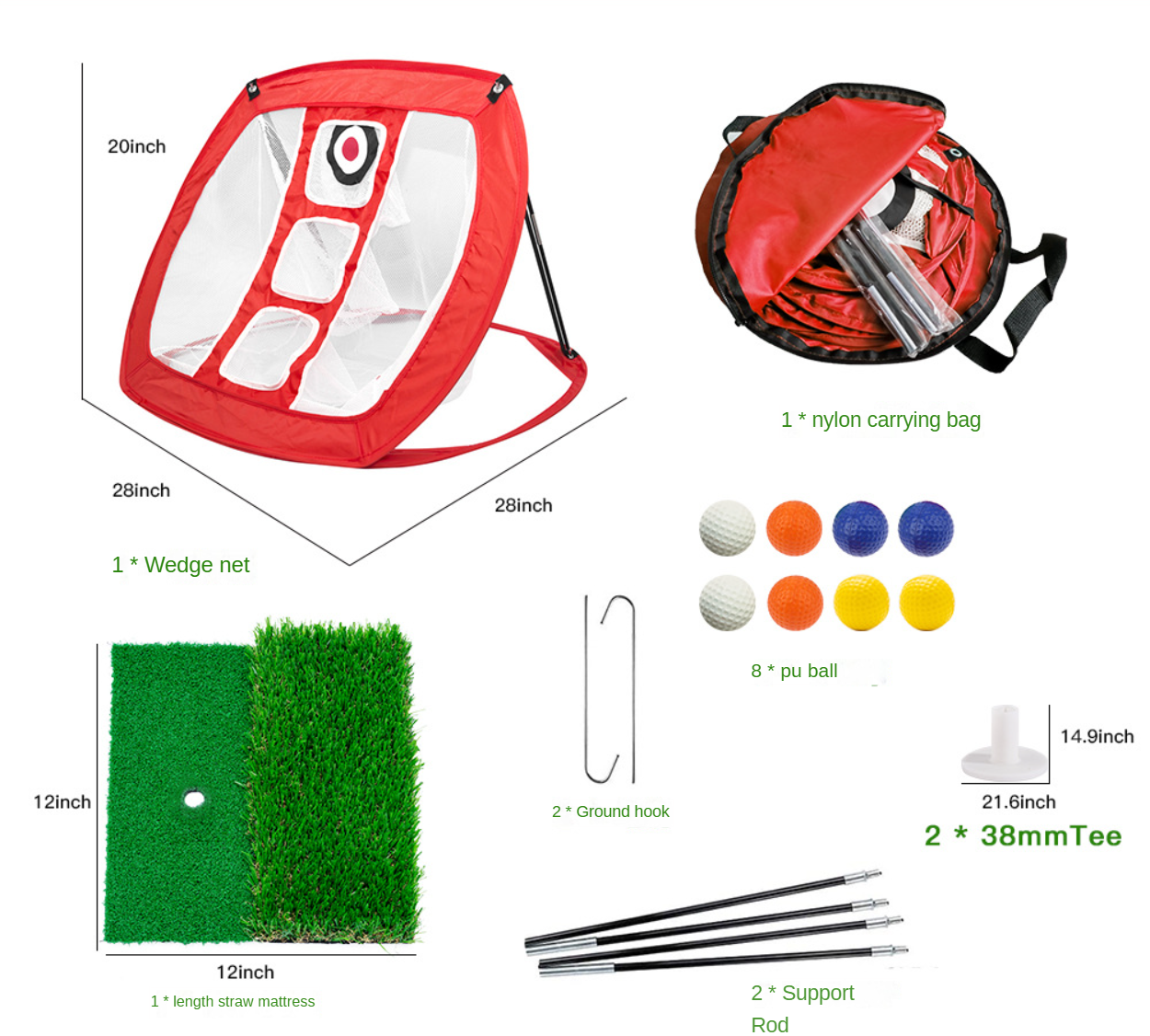 Hot Sale Foldable Outdoor Portable Golf Chipping Net Practice Kit Including Mats and Golf Swing Practice