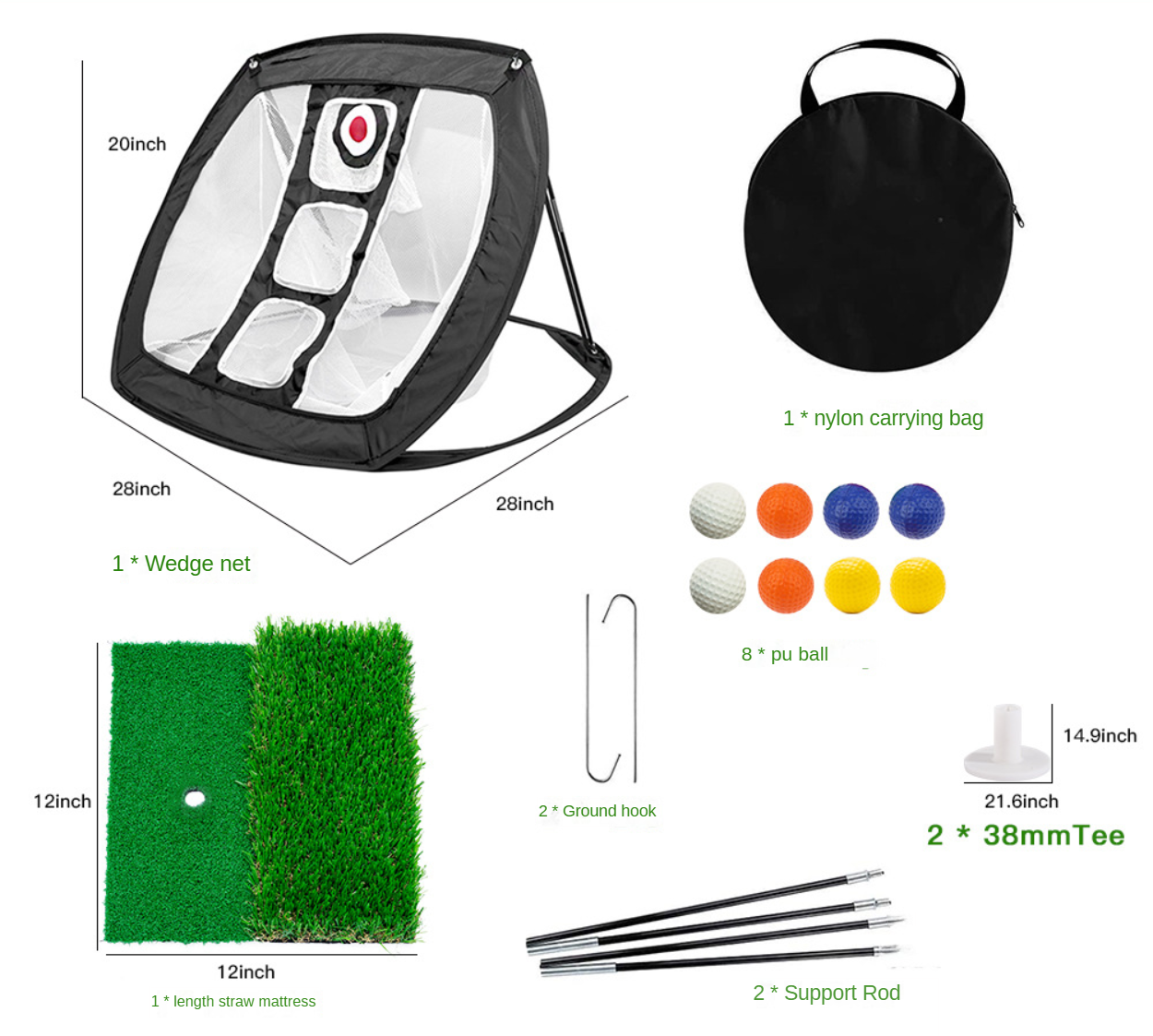 Hot Sale Foldable Outdoor Portable Golf Chipping Net Practice Kit Including Mats and Golf Swing Practice