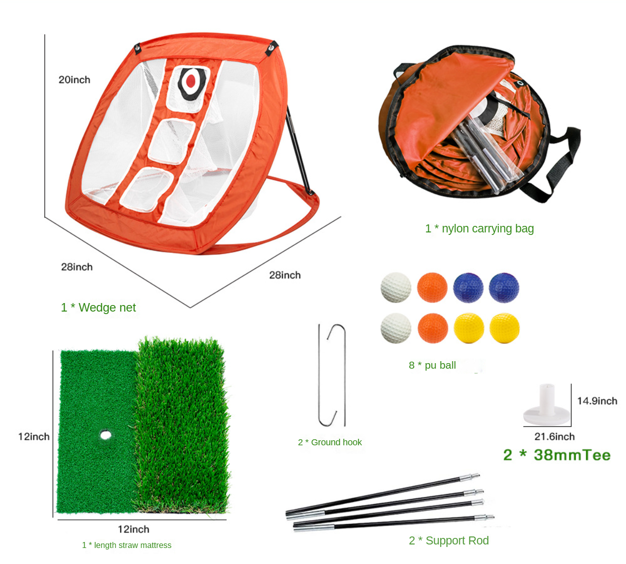 Hot Sale Foldable Outdoor Portable Golf Chipping Net Practice Kit Including Mats and Golf Swing Practice