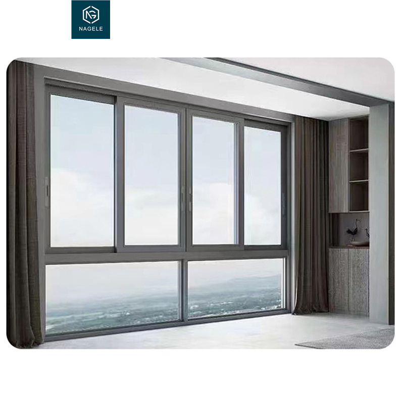 RTS aluminum double glazed windows with blinds in the glass awning foshan black 145.90 upvc louvre installing exterior