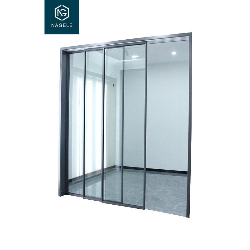 RTS triple sliding glass doors trackless slim sliding doors tempered glass automatic sensor glass sliding door