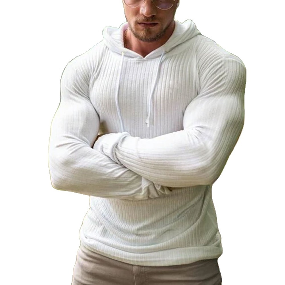 Active Knit Fitted Hoodie Quick Sportswear Male Workout Hooded Jacket New Fashion Winter Hooded Sweater Men Warm Turtleneck Mens