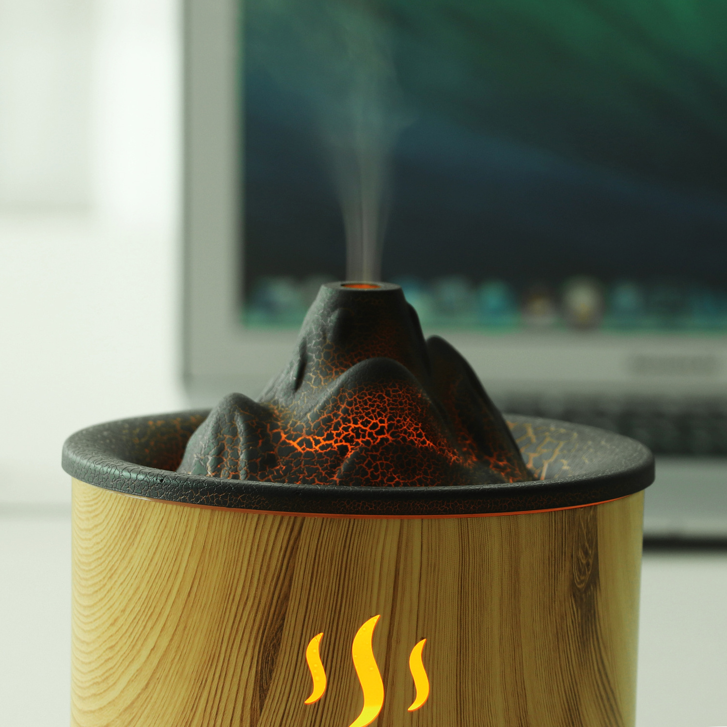 Flame Volcano Humidifier Aroma Diffuser Ultrasonic Mist Maker Fogger LED Essential Oil Fire Jellyfish Diffuser Fragrance Home