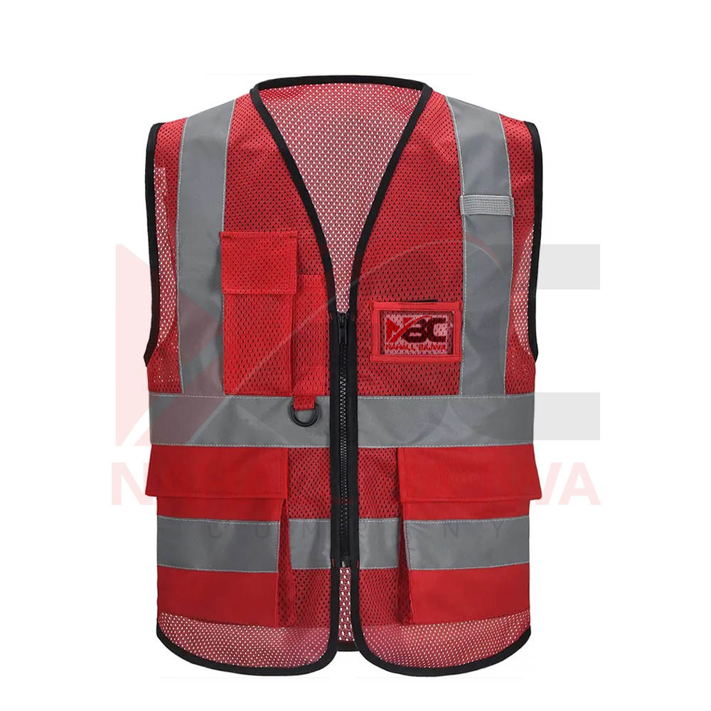 High quality multi pockets hi vis vest customized reflective vest night safety construction road work.