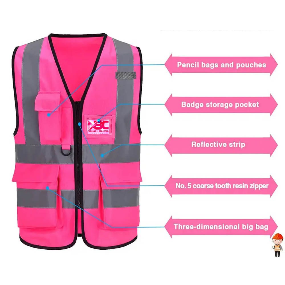 High quality multi pockets hi vis vest customized reflective vest night safety construction road work.