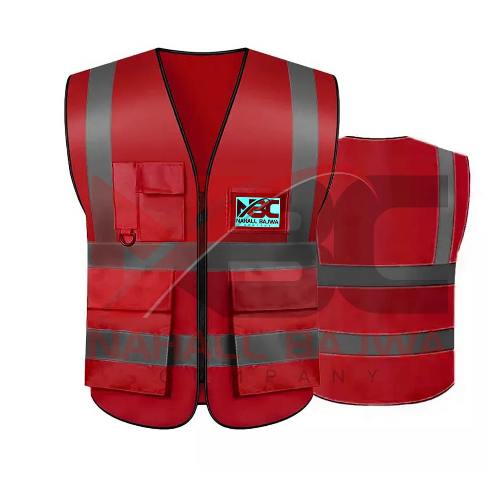 Red Customized Safty Vest Reflective Safety Vest High Visibility Vest.