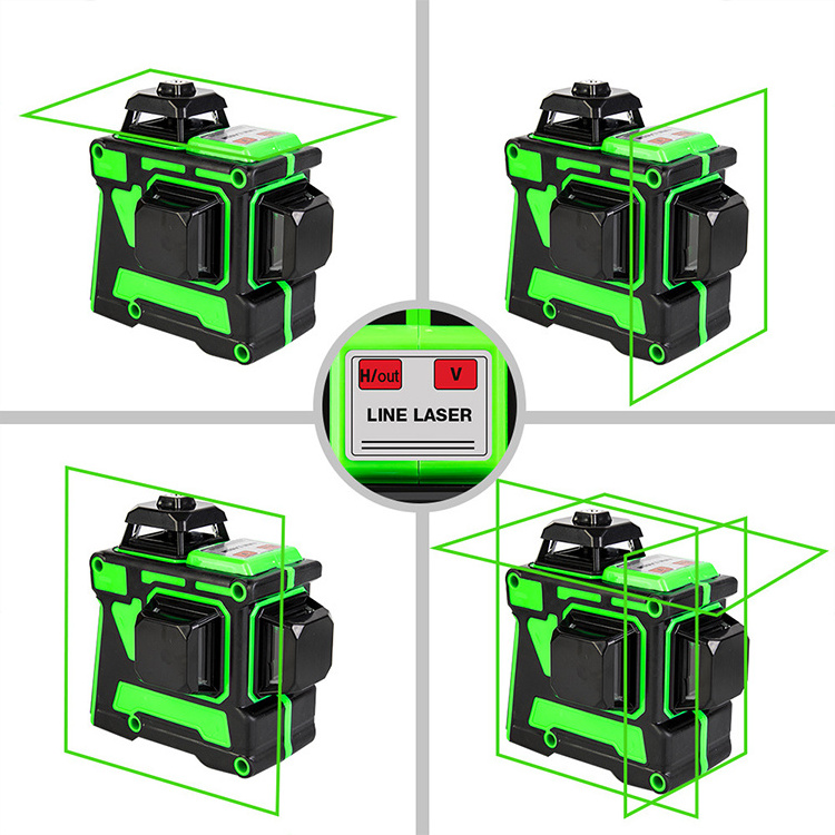 3D green Full set rotating and self-leveling 360 degrees horizontal and vertical 12 lines laser level