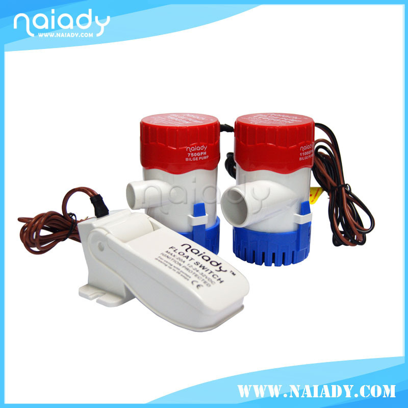 NAIADY 12v dc solar powered submersible small electric sea water pump 1100gph marine bilge pump A01