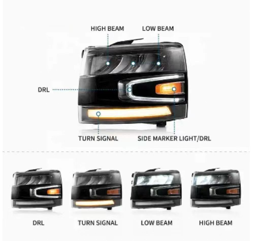 Factory Head Light Full LED Front Car Lamp 2007-2013 For Chevrolet Silverado 1500 2500HD 3500HD Headlights