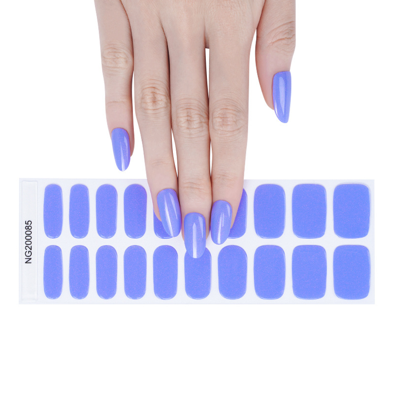 AMDMG 2023 amazon hot 20pcs custom natural semi cured gel nail sticker uv gel nail polish wrap with glue and nile filer set