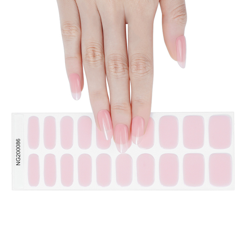 AMDMG 2023 amazon hot 20pcs custom natural semi cured gel nail sticker uv gel nail polish wrap with glue and nile filer set