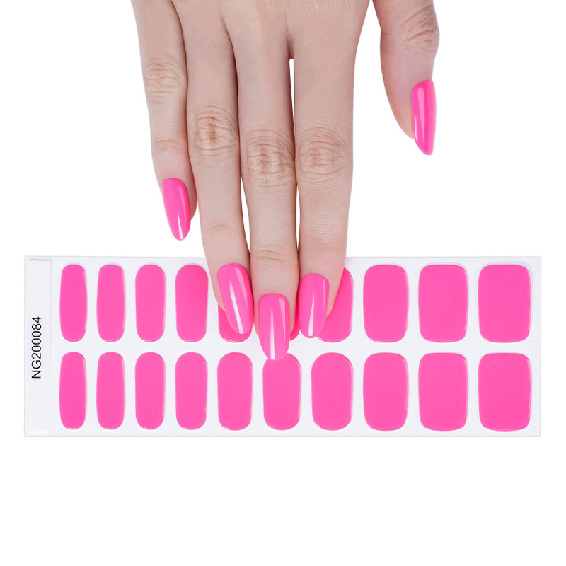 AMDMG 2023 amazon hot 20pcs custom natural semi cured gel nail sticker uv gel nail polish wrap with glue and nile filer set