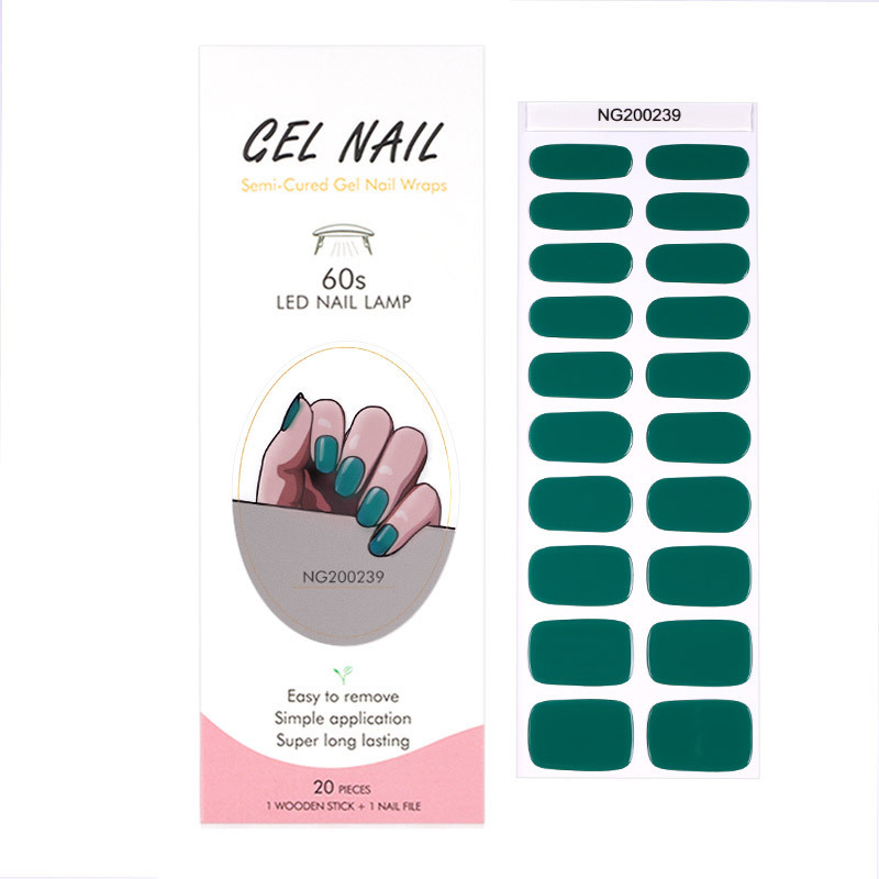 AMDMG 2023 New style custom logo 20pcs semi cured gel nail sticker uv  Nail Art Stickers Decals gel nail wrap with file