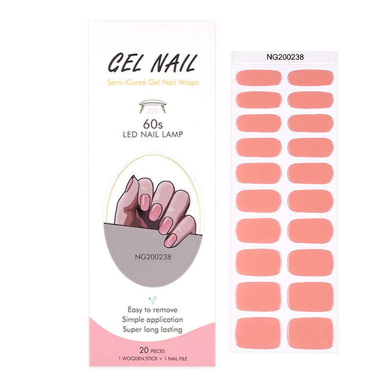 AMDMG 2023 New style custom logo 20pcs semi cured gel nail sticker uv  Nail Art Stickers Decals gel nail wrap with file