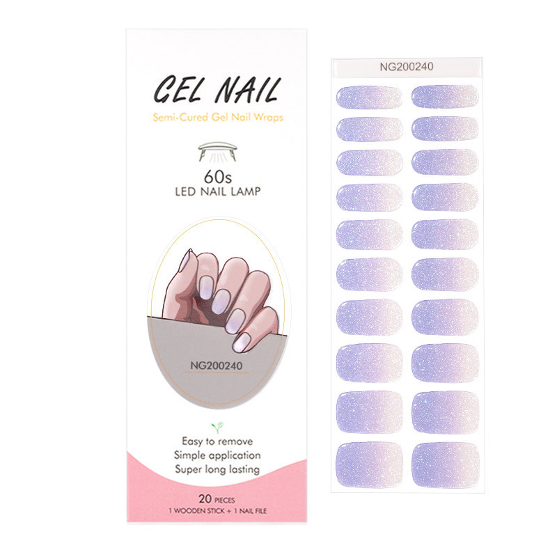 AMDMG 2023 New style custom logo 20pcs semi cured gel nail sticker uv  Nail Art Stickers Decals gel nail wrap with file