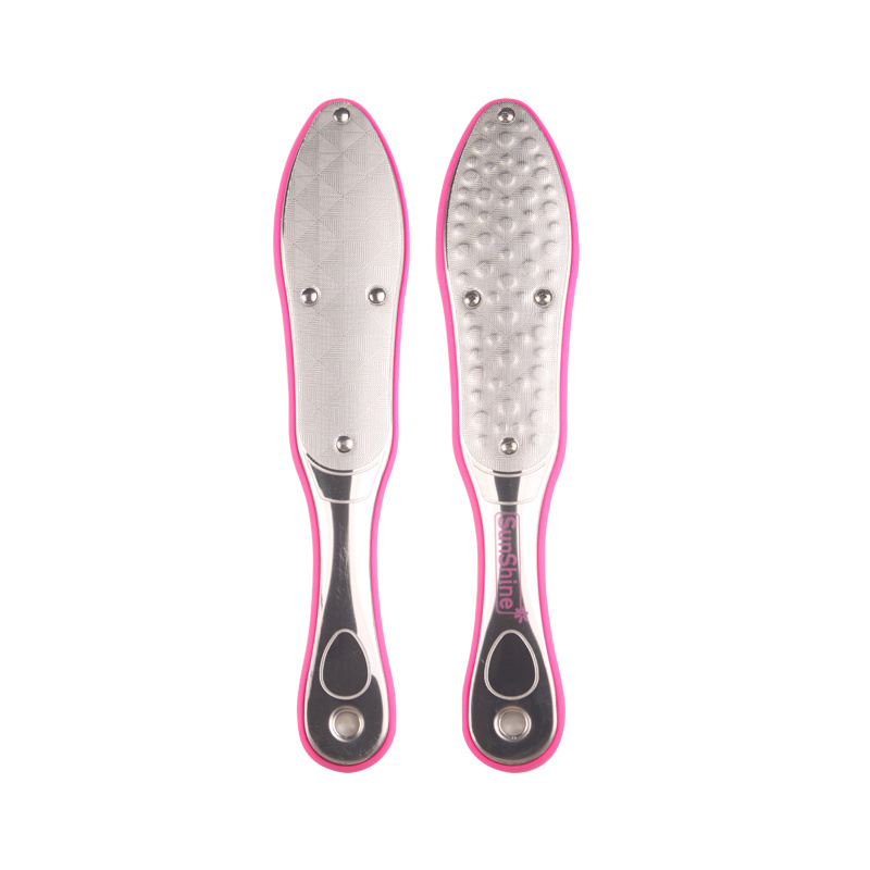 Sunshine Pink Stainless Steel Exfoliate Foot File Foot Scrubber Rasp Callus Remover Foot Grater