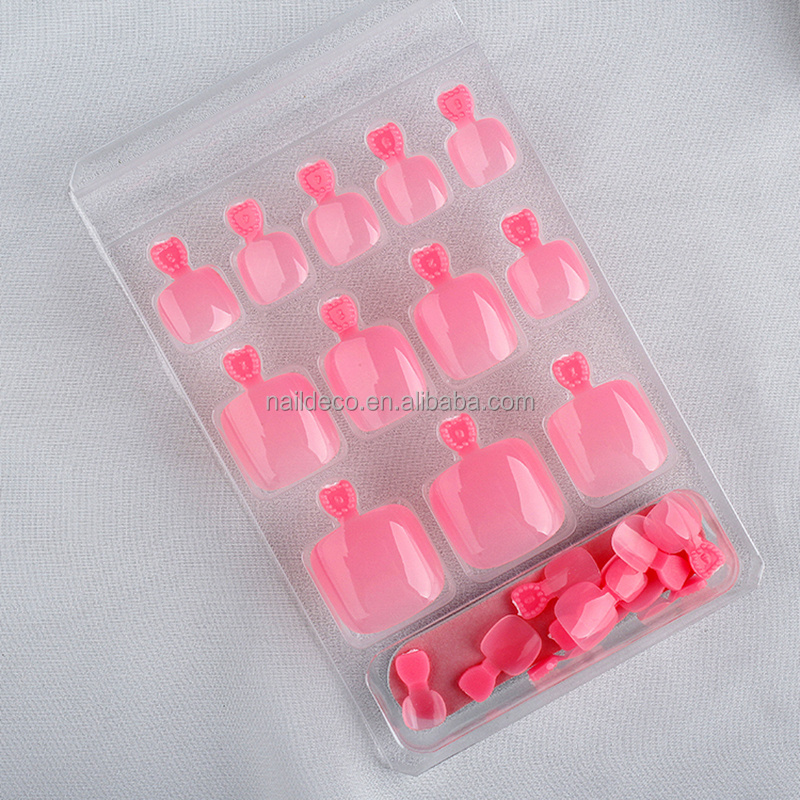 High Quality French Solid Color Press On Nails With Toe Nails Designs Foots Fake Nail Art Wholesales Supplies