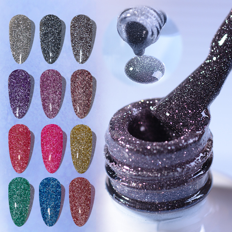 2022 new nail art super flash broken drill glue 12 colors new color glaze canned nail polish glue