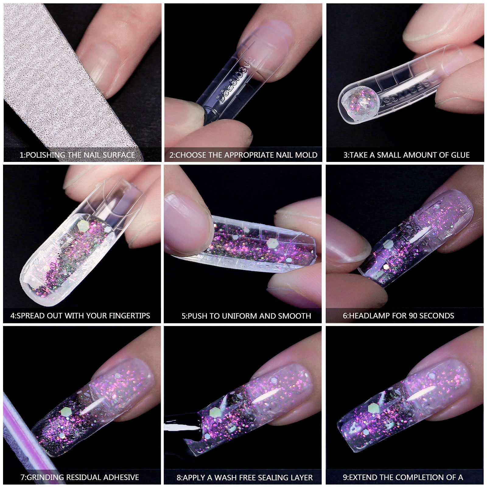 15ml solid non stick builder nail gel polish glitter solid nails uv gel acrylic extension solid nail glue