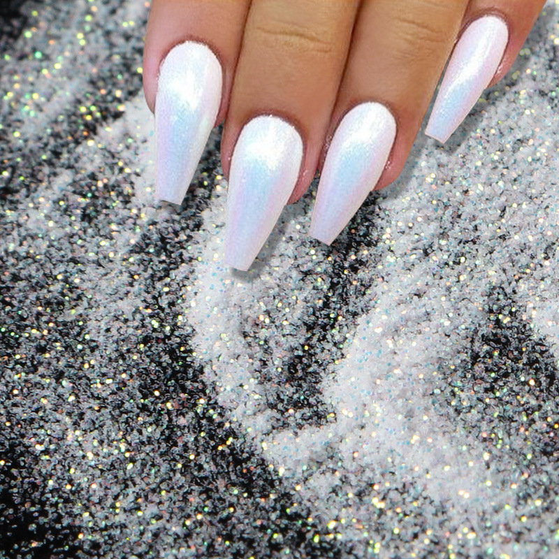 .10ML/Bottle holographic super utra fine white chrome powder white sugar glitter nail for body eye craft