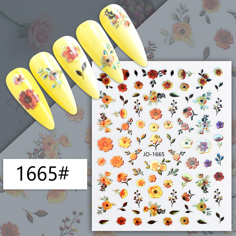 New designs Fall sunflower line sliders yellow maple leaf nail decal laser autumn nail stickers for Thanks Giving Day