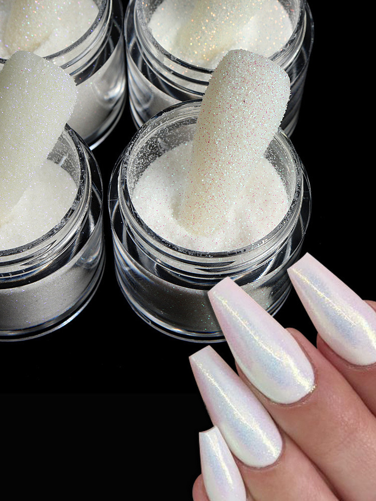 .10ML/Bottle holographic super utra fine white chrome powder white sugar glitter nail for body eye craft