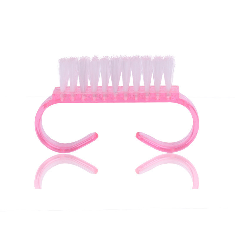 Small Translucent Acrylic Nail Dust Cleaning Horn Brush Nails Toes Cleaner Handle Grip Manicure Brush