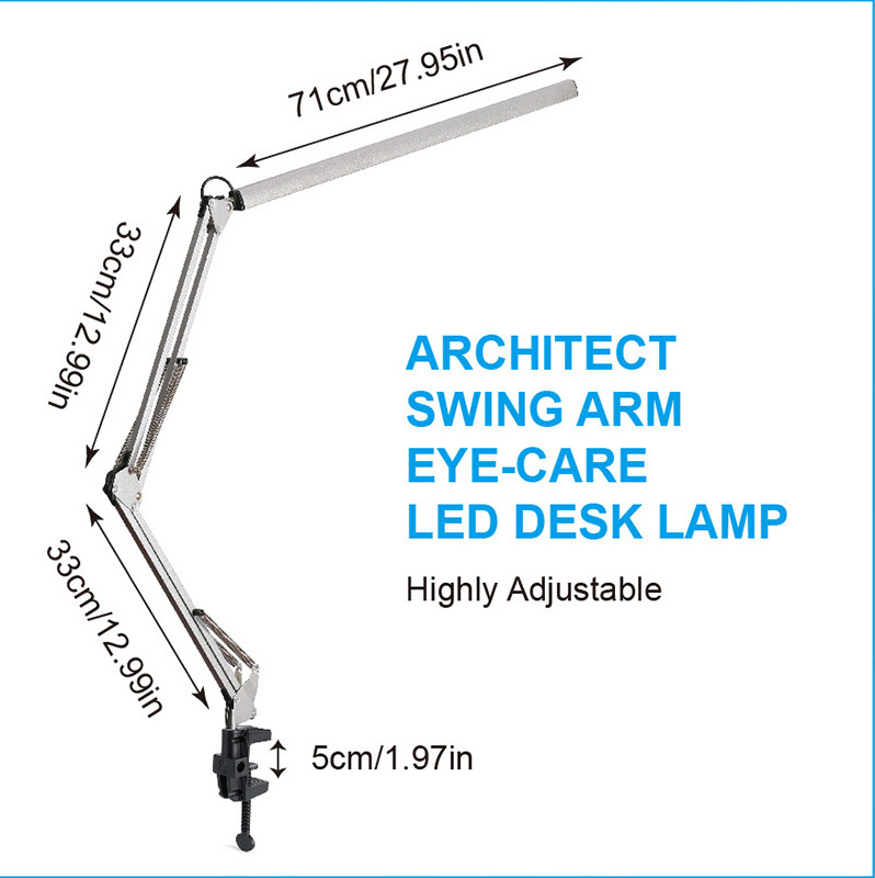 Factory Metal Adjustable Flexible Reading Swing Arm Dimmable Drafting Architect Task LED Floor Nail Table Salon Lamp