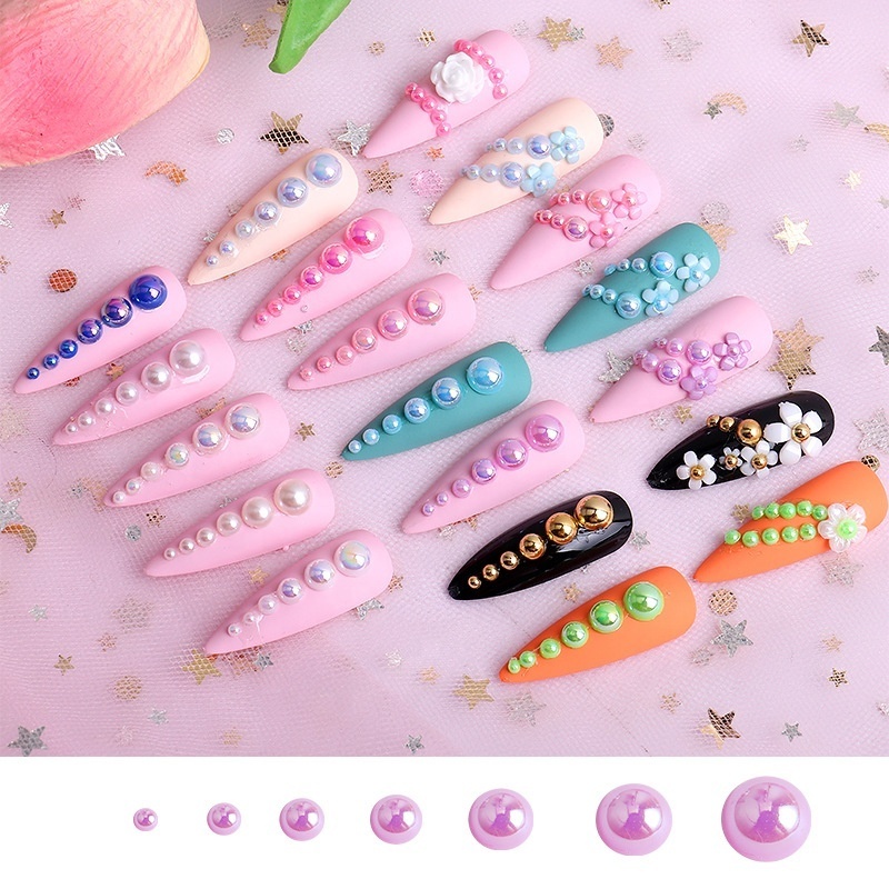 Charms Mix Resin Rhinestone Pearls for Clothing Decorations Glitter Nail Gems Glue on Flatback Crystal Pearls Nail Art Pearl