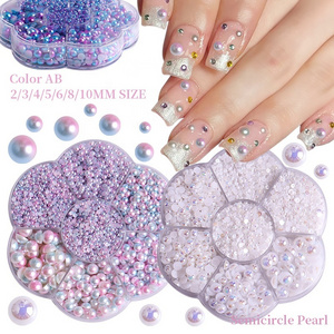 Charms Mix Resin Rhinestone Pearls for Clothing Decorations Glitter Nail Gems Glue on Flatback Crystal Pearls Nail Art Pearl