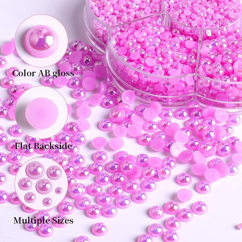 Charms Mix Resin Rhinestone Pearls for Clothing Decorations Glitter Nail Gems Glue on Flatback Crystal Pearls Nail Art Pearl