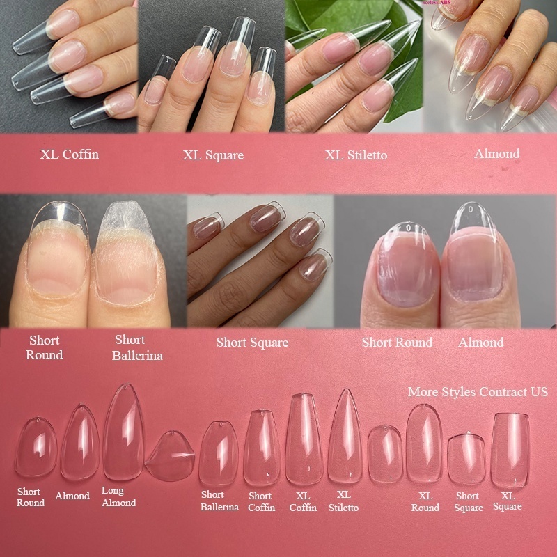 Professional Nail Extension Gel X Tips Set Pink Box with UV LED Lamp File Nail Glue Full Cover Gel Tips Soft Gel Nail Kit