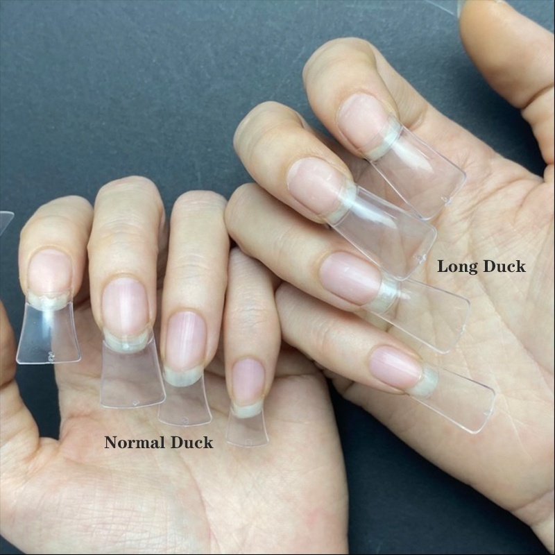 Full Cover Duck Nail Tips Medium 500Pcs/Box Large XL XXL Flare Acrylic Clear Half Cover Shaped Wide Duck Feet Nail Tips