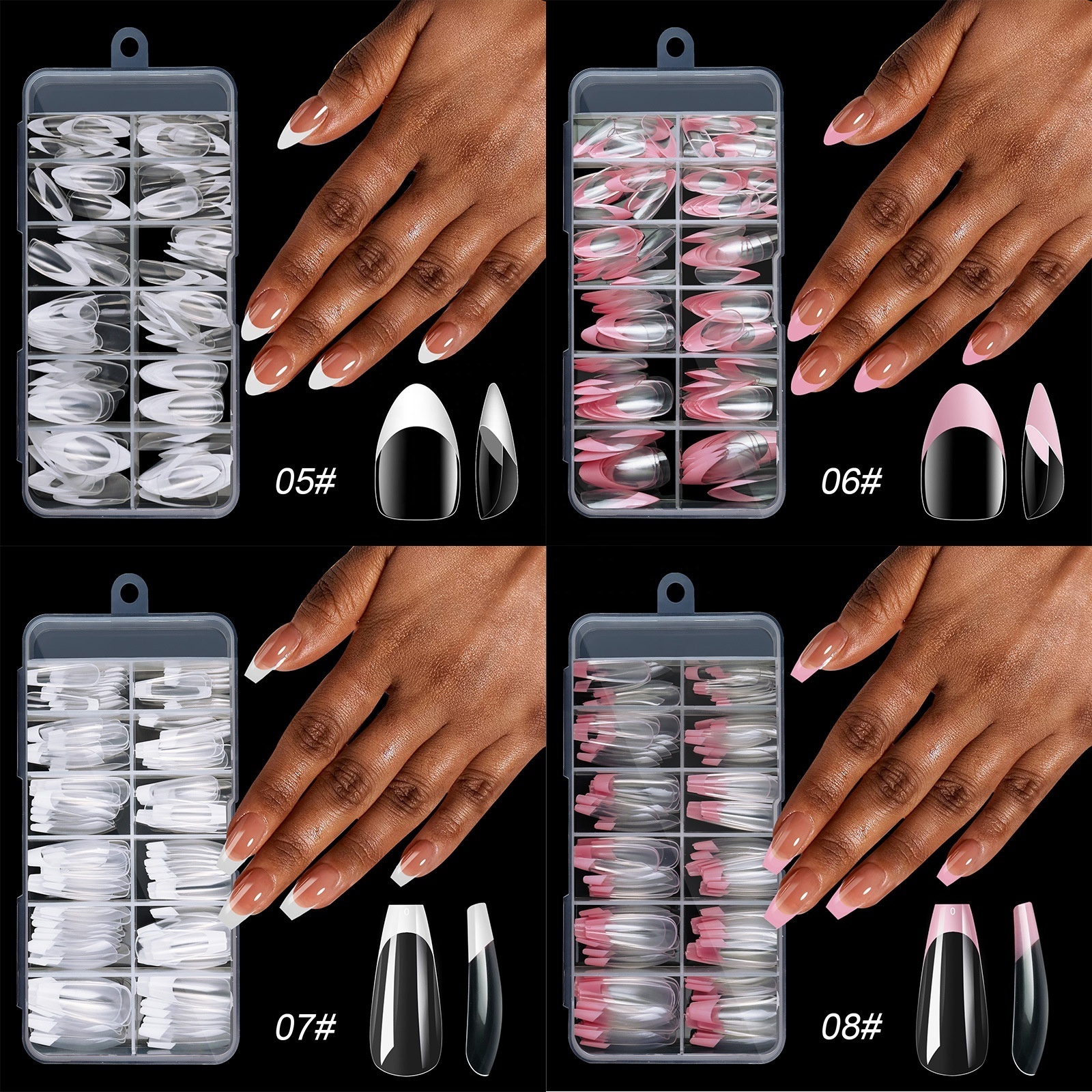 New Arrival Stiletto Ballerina Short Nails 120pcs Box Custom logo Full Cover Acrylic Artificial Tip French Press On Nails