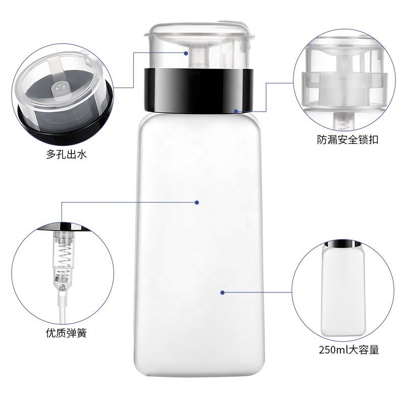 Empt Facial Toner Press Push Down Dispenser Nail Polish Remover Bottle With Pump Make Up Remover Bottle Press Bottle