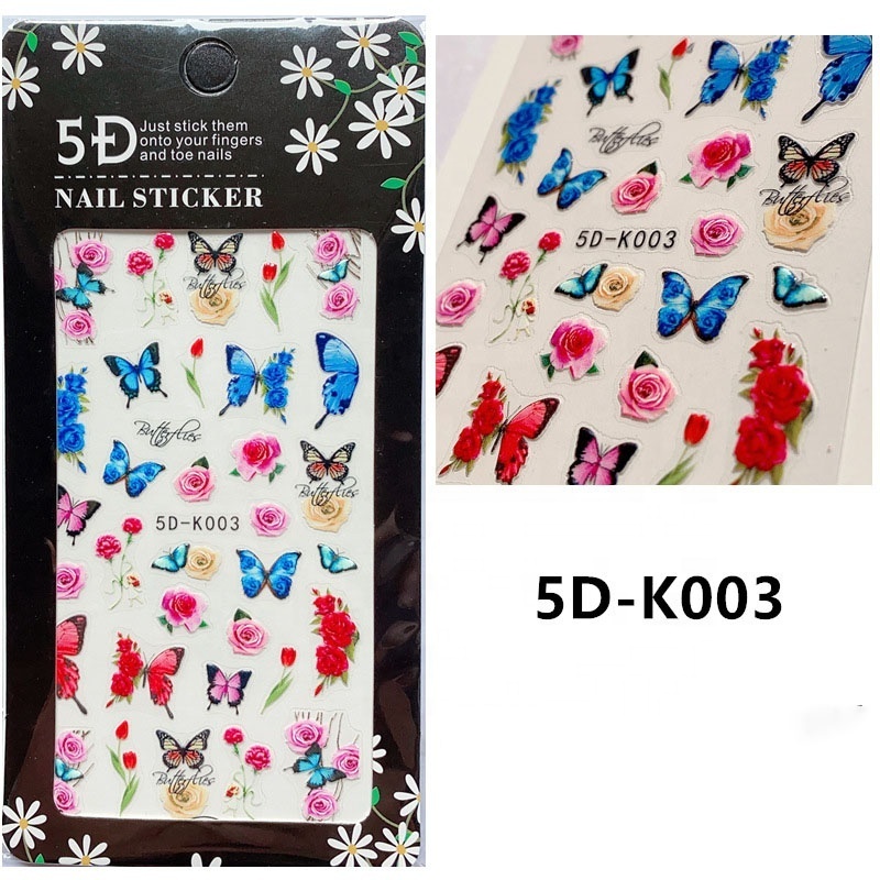 New 5D Nail Art Decorations Bird Flowers Nail Sticker Anaglyph Effect Nailart Stickers Foil Adhesive Nail Art Sticker Decals