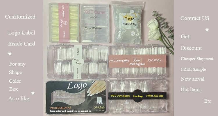 Full Cover Duck Nail Tips Medium 500Pcs/Box Large XL XXL Flare Acrylic Clear Half Cover Shaped Wide Duck Feet Nail Tips