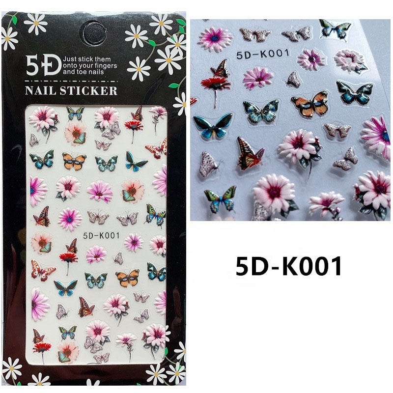 New 5D Nail Art Decorations Bird Flowers Nail Sticker Anaglyph Effect Nailart Stickers Foil Adhesive Nail Art Sticker Decals