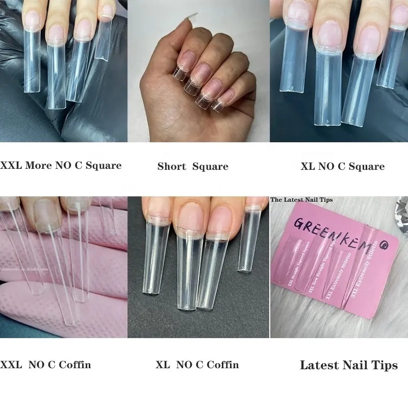 Non C Curve XXL Extra Long Coffin Nail Tip Half Cover Artificial Finger 500Pcs Stiletto ABS Wholesale French 3XL Square Nail Tip