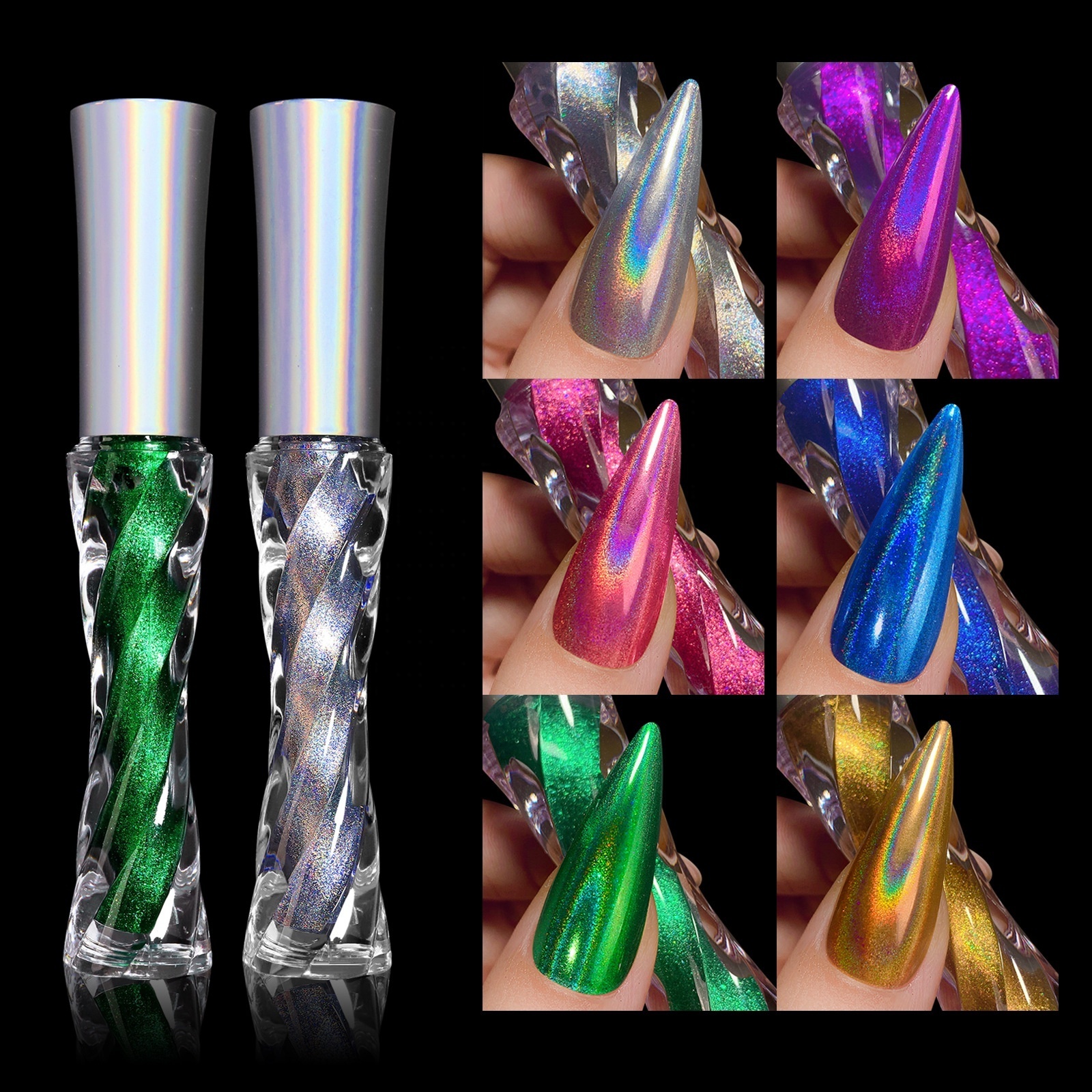 Nail Factory 2023 New Trend Mirror Effect Private Label Magic aurora Chrome Nail Pigment Powder Chrome Liquid For Nails