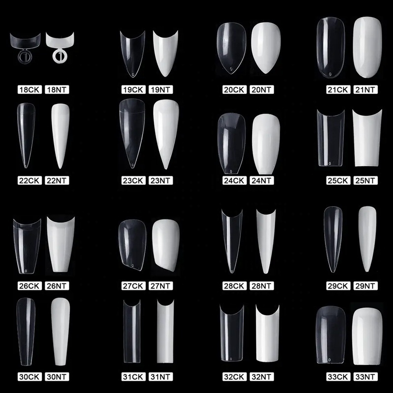 Wholesale 68 types 500pcs Clear False Ballerina Stiletto Nails Sharp Toe Natural French Coffin Fake Press on ABS Nails Tips