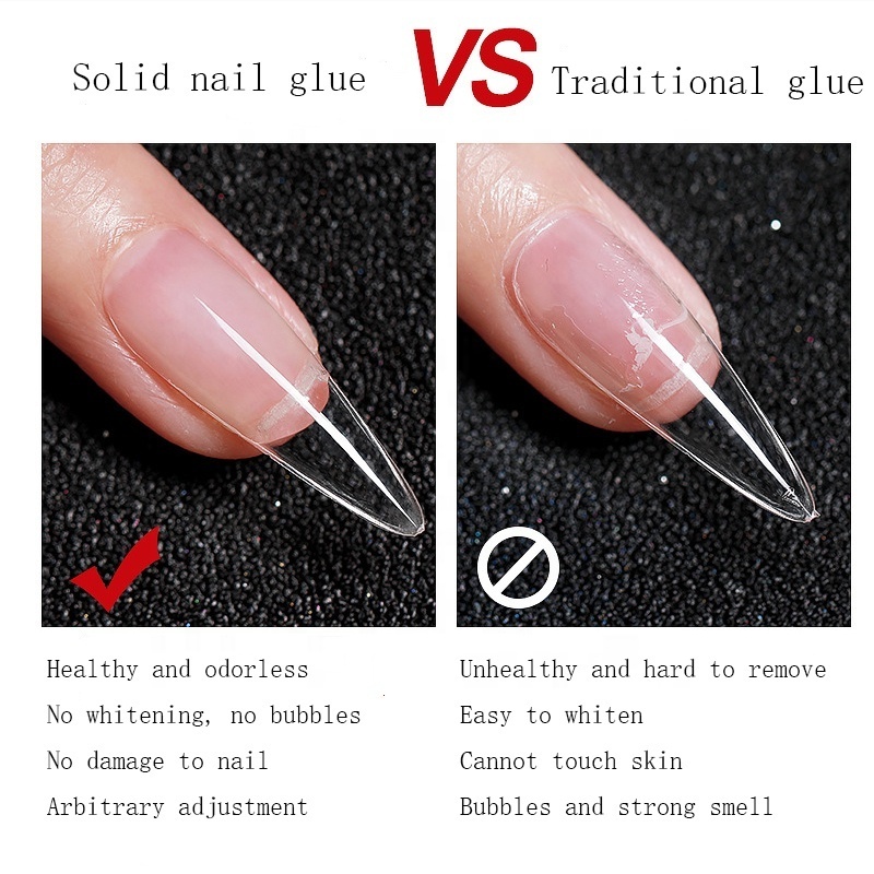 15ml Easy Stick Clear Solid Nail Patch Gel Gummy Adhesive Bond UV Glue No-Flowing Modelling Stick Solid Nail Tips Glue Gel