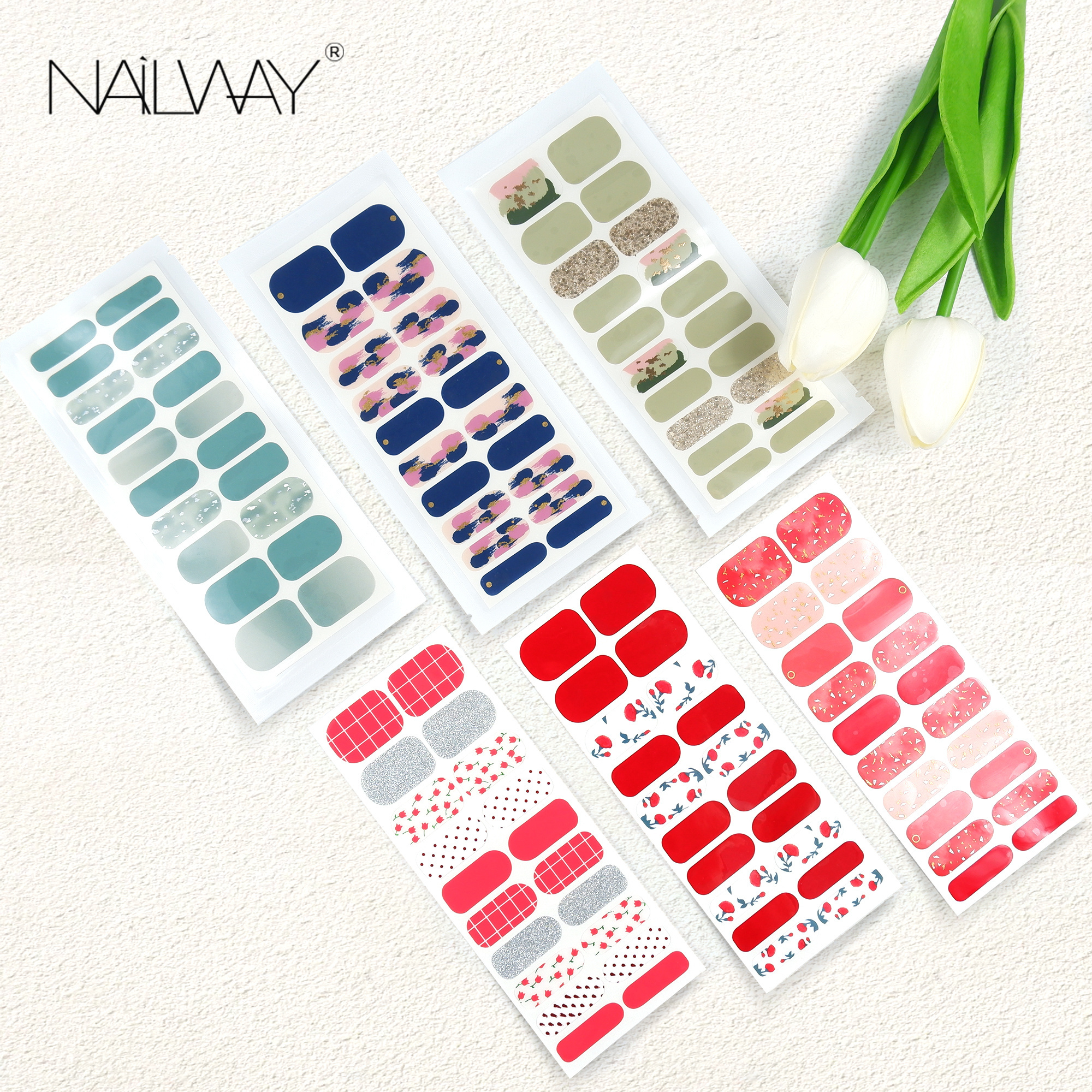 Free Sample Wholesale Eco-friendly Custom Nail Foil Sticker Self Adhesive Finger Gel Nail Wraps