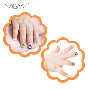 High Quality Rainbow Colorful Kids Press On Nails Glitter Gel Ready To Wear Glue On Fake Nails For Girls